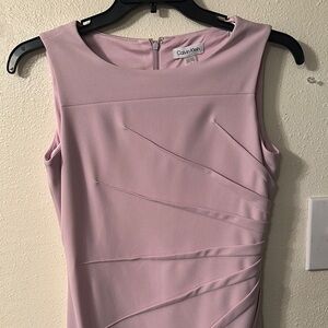 Calvin Klein Pink Pleated Sheath Midi Dress